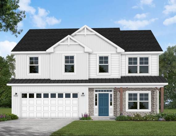 Elevation F with Stone render